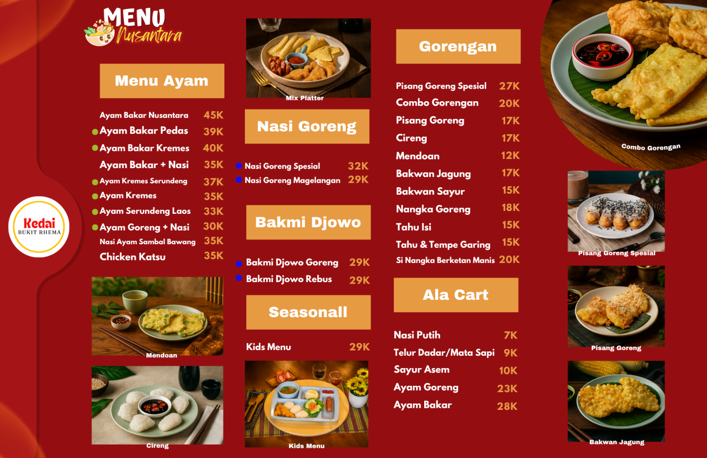 Menu Kedai Bukit Rhema