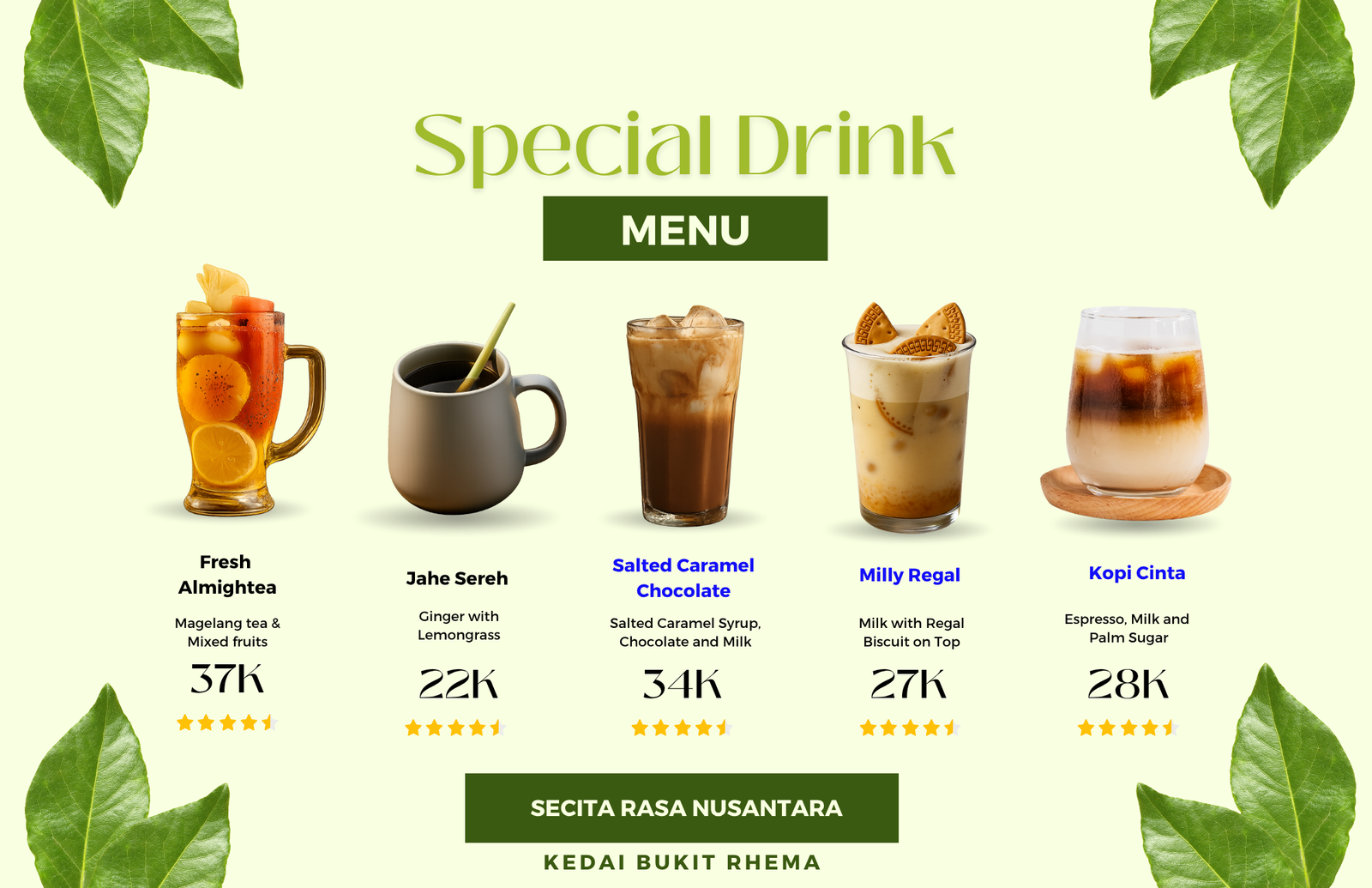 Menu Minuman Kedai Bukit Rhema