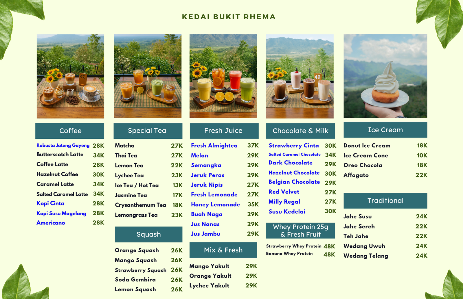 Menu Lengkap Minuman Kedai Bukit Rhema