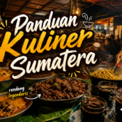 Makanan khas Sumatera di atas meja makan