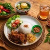 Paket ayam serundeng laos dengan rempah lengkuas