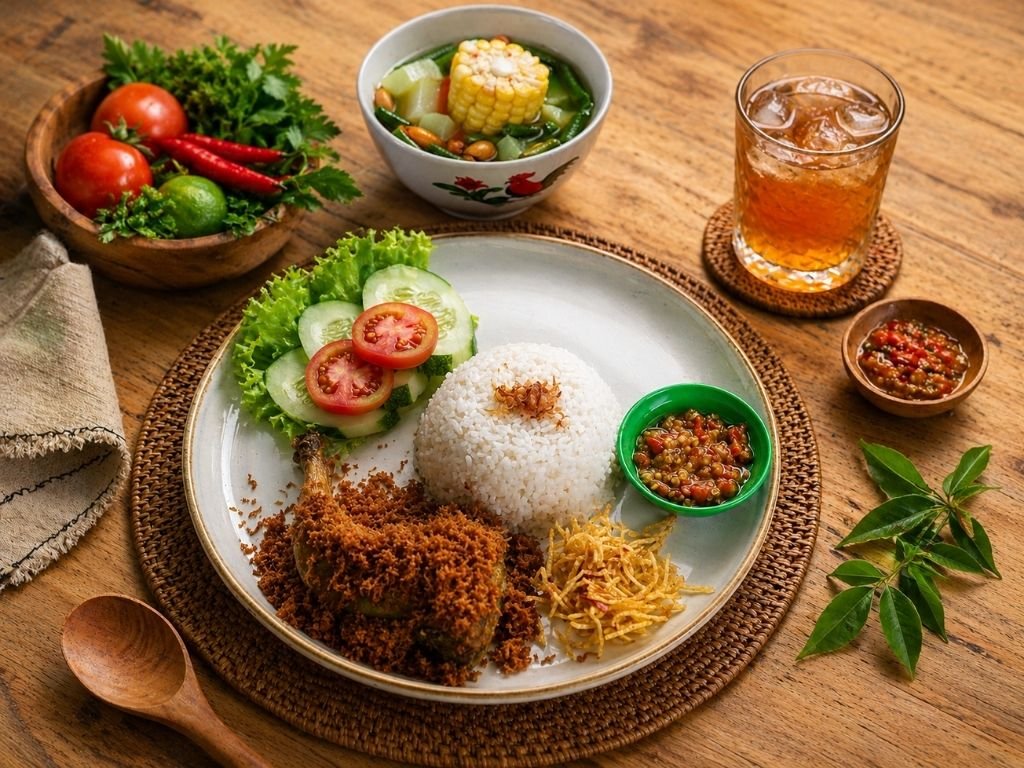 Paket ayam serundeng laos dengan rempah lengkuas