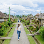 East Bali traditional village with traditional Balinese homes and lush greenery