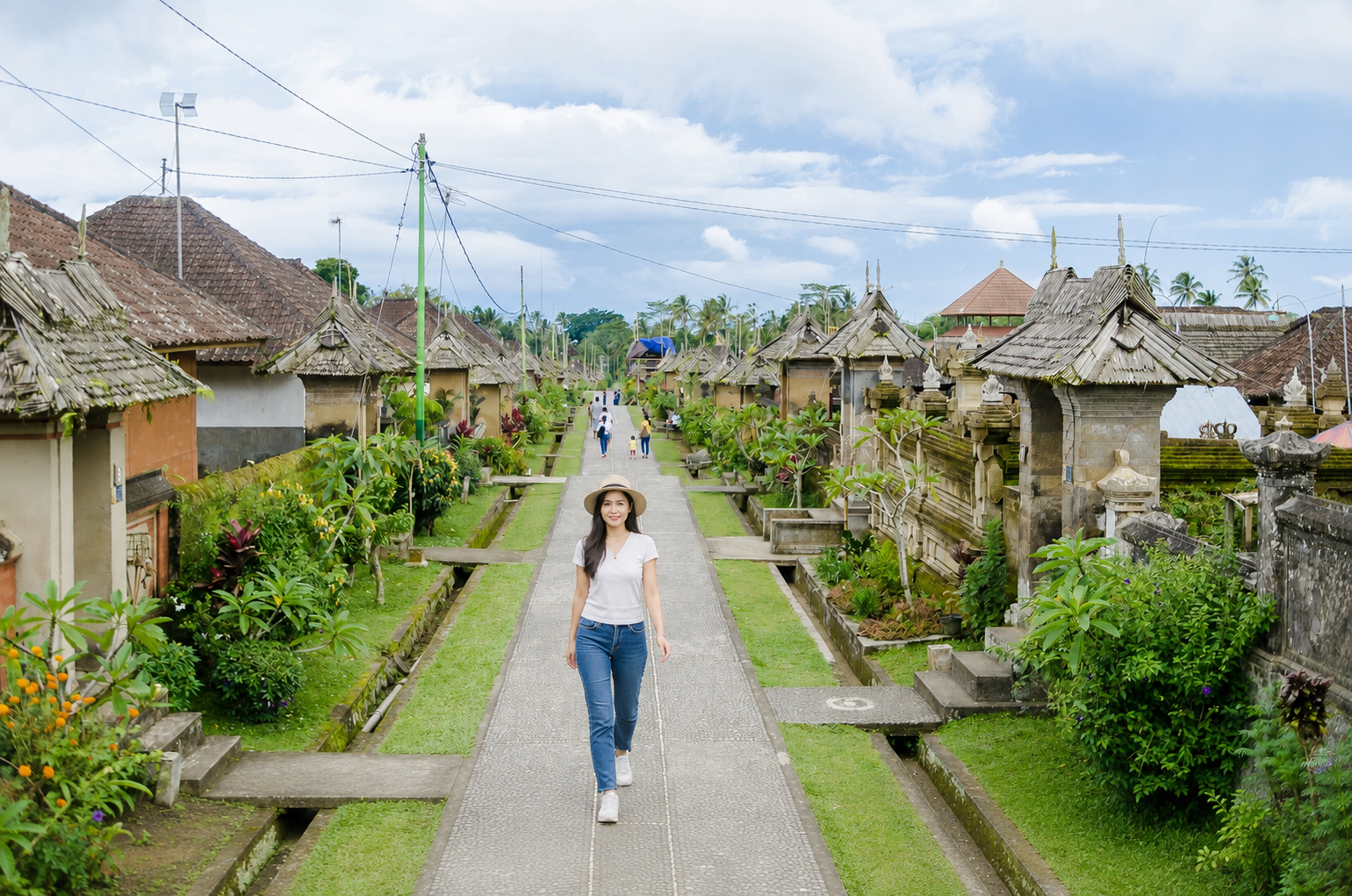 East Bali traditional village with traditional Balinese homes and lush greenery
