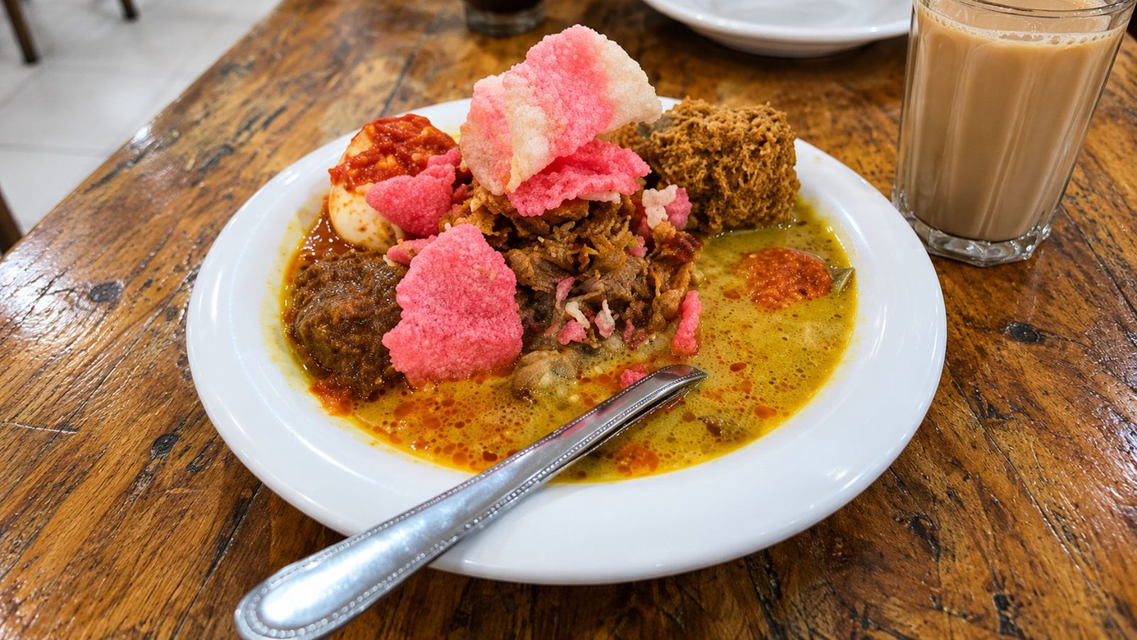 Detail sajian atau suasana warung lontong di Medan