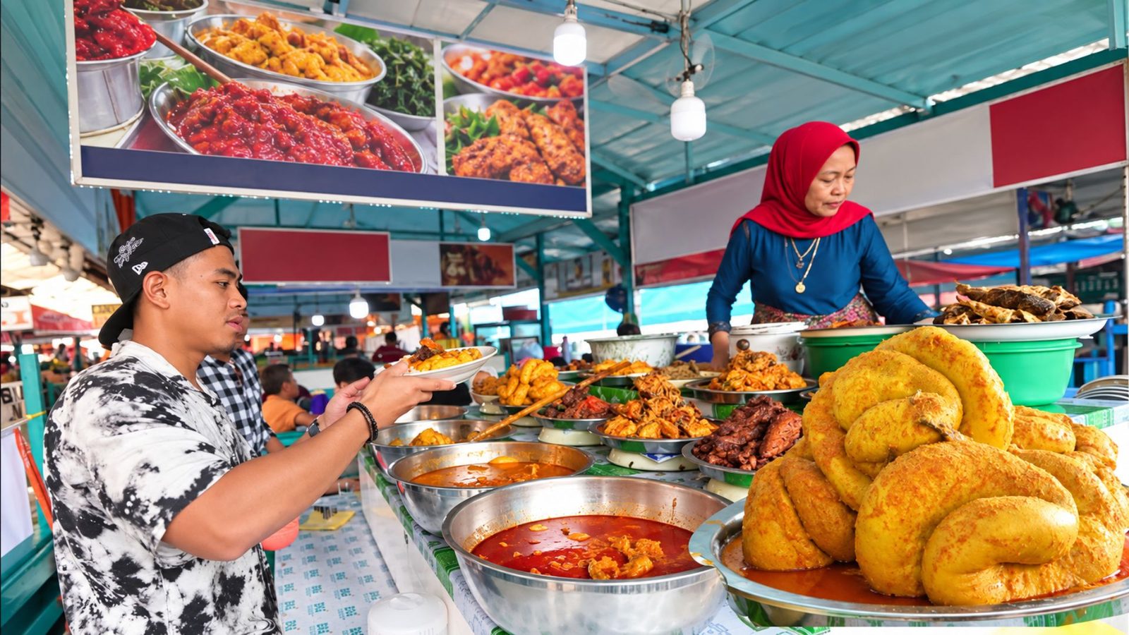 Suasana rendang padang di kawasan Kapau Bukittinggi